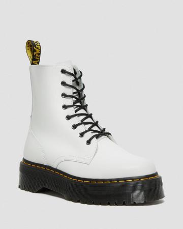 White Women's Dr Martens Jadon Smooth Leather Platform Boots | CA 247MQZ